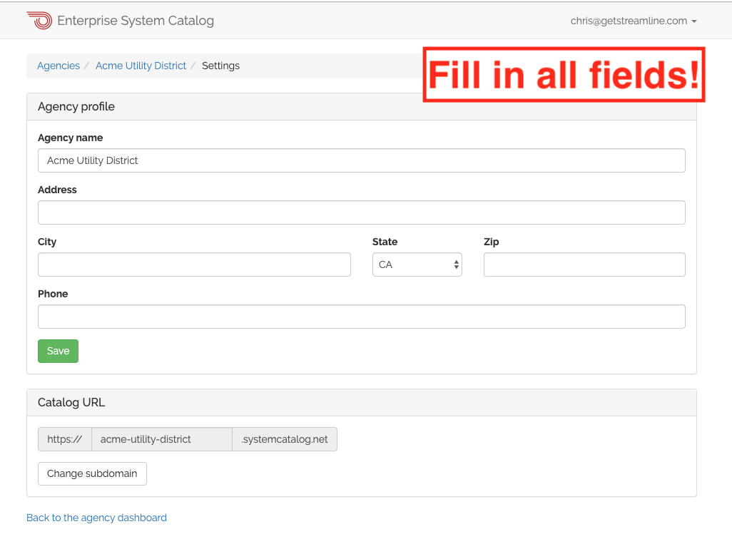Creating and posting your Enterprise System Catalog